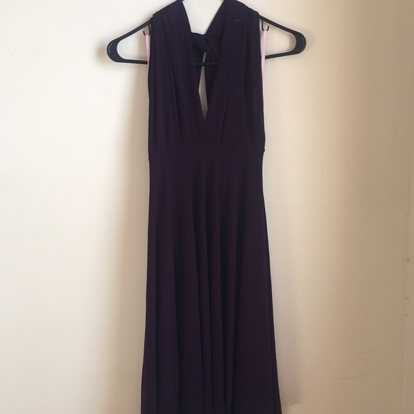 Von Vonni Short Transformer Wrap Dress One Size in Eggplant - Picture 2 of 7